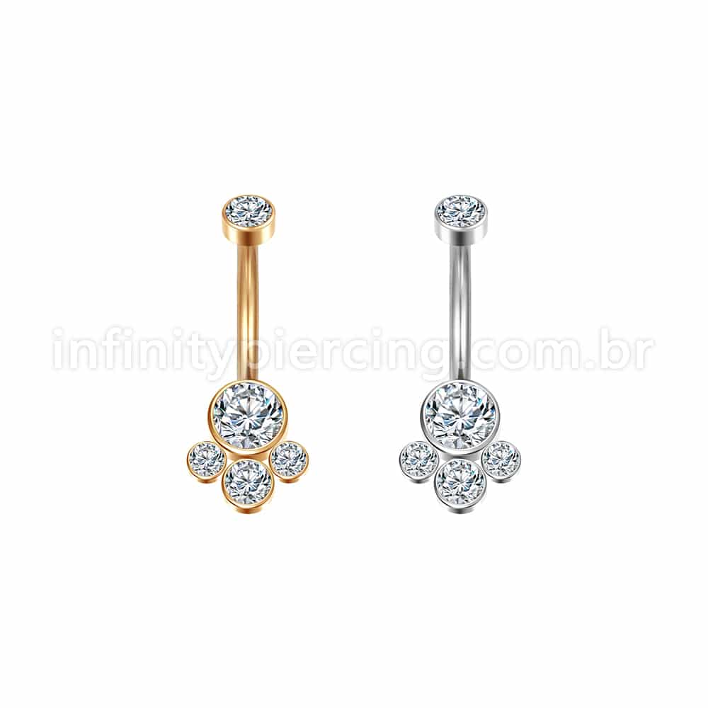 Piercing Banana Aço Cirúrgico Indiano Zircônia